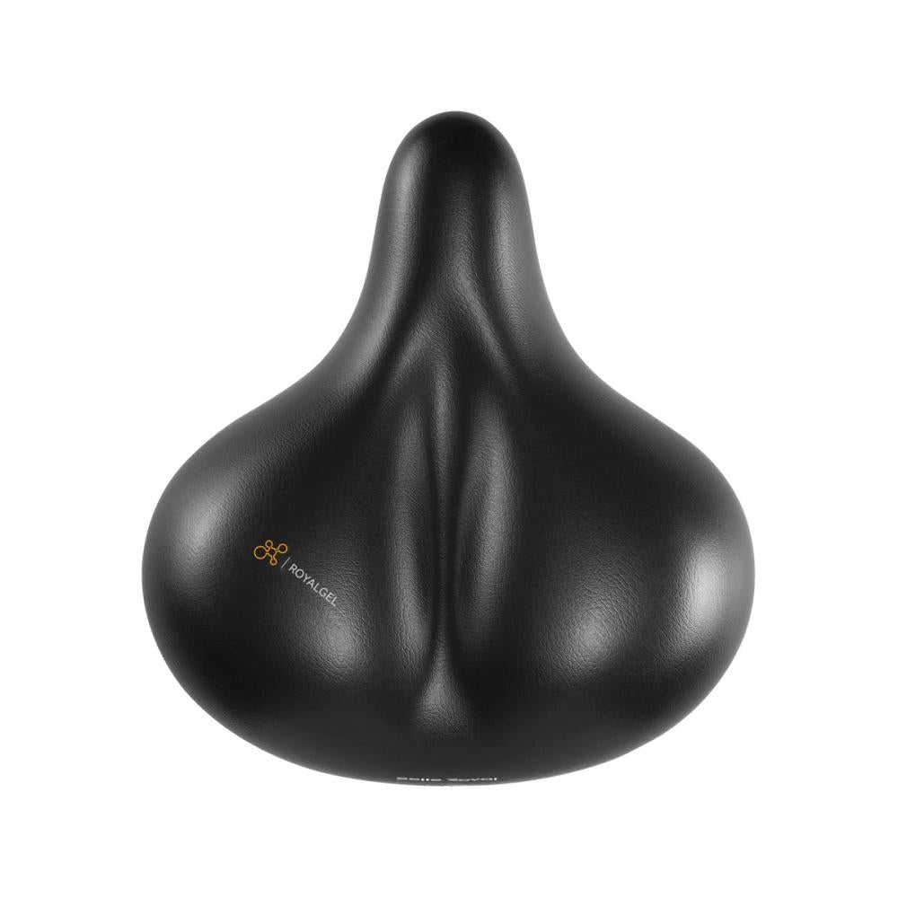 Schwarzer Selle Royal Manhatten Premium Unisex Fahrradsattel, 270x245mm, mit Royalgel für entspanntes Fahren.