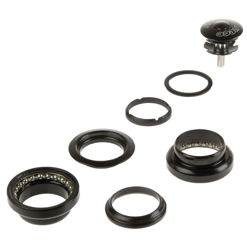 NECO 1 Zoll Ahead Steuersatz Stahl schwarz mit semi-cartridge Kugellagern Aheadkappe und Kralle