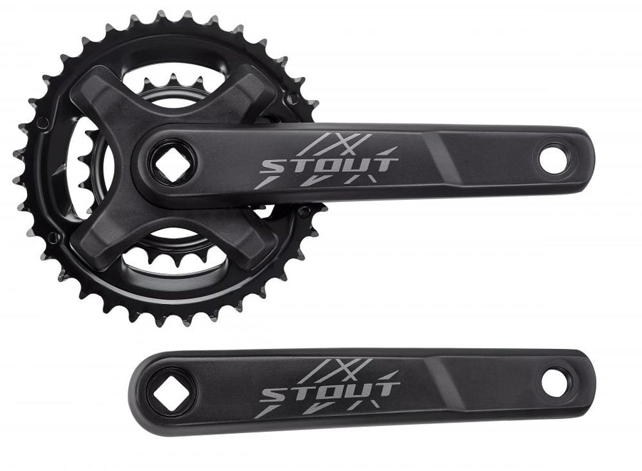 STOUT CRK STOUT - 175MM +R ARMS ALLOY SQUARE-TAPER 36/22T RIVETED RINGS 2X9-SPD BLACK - Kurbelarm - Kurbelgarnitur