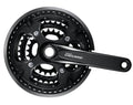 Schwarze SHIMANO DEORE FC-T6010 Kurbelgarnitur, 10-fach, 175mm, mit 48-36-26 Zähnen.