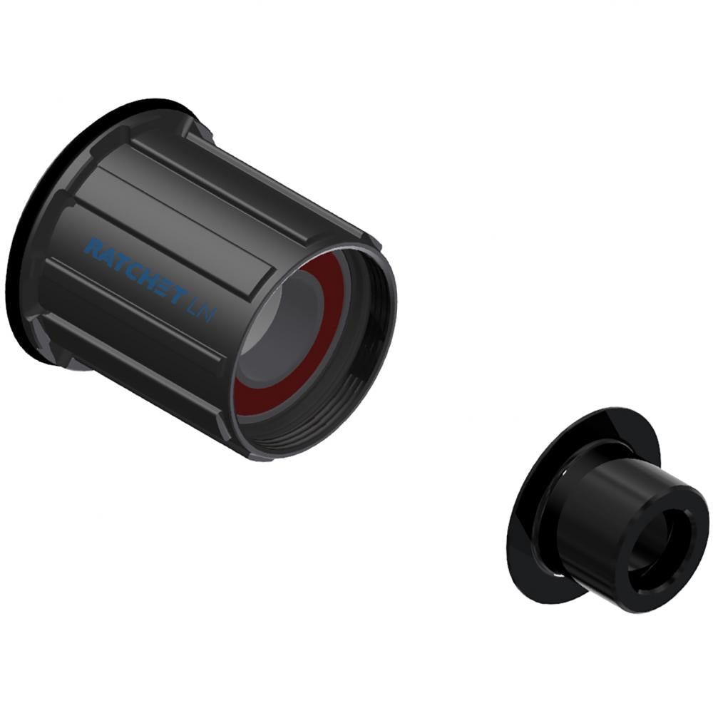 DT Swiss Freilauf/Rotor Umrüstkit Shimano Ratchet LN 12x142/148mm in schwarz, moderne Ausführung.