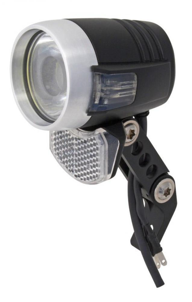 AXA Blueline 50 E-Bike Scheinwerfer StVZO mit Reflektor, schwarz-silber, für Fahrräder.