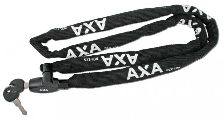 AXA Rigid RCK 120 Kettenschloss, 120 cm lang, 3,5 mm starke Glieder, schwarzer Textilschutz, inkl. 2 Schlüssel, Sicherheitsstufe 3, ideal für kurze Stopps