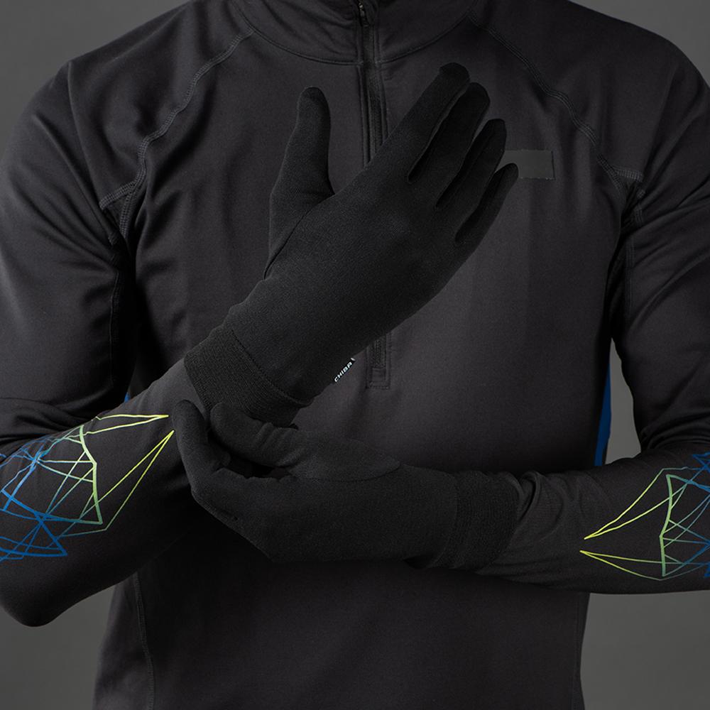 CHIBA Seiden Handschuh - Unterziehhandschuh schwarz, S, warm & leicht