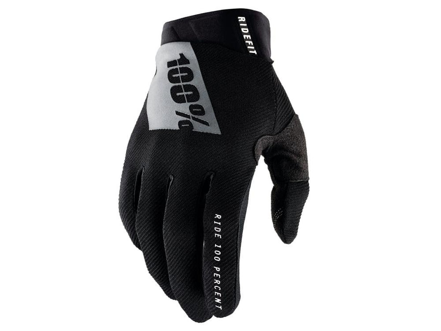 100% Ridefit Gloves S black/white - leichter MTB-Handschuh mit Top-Grip