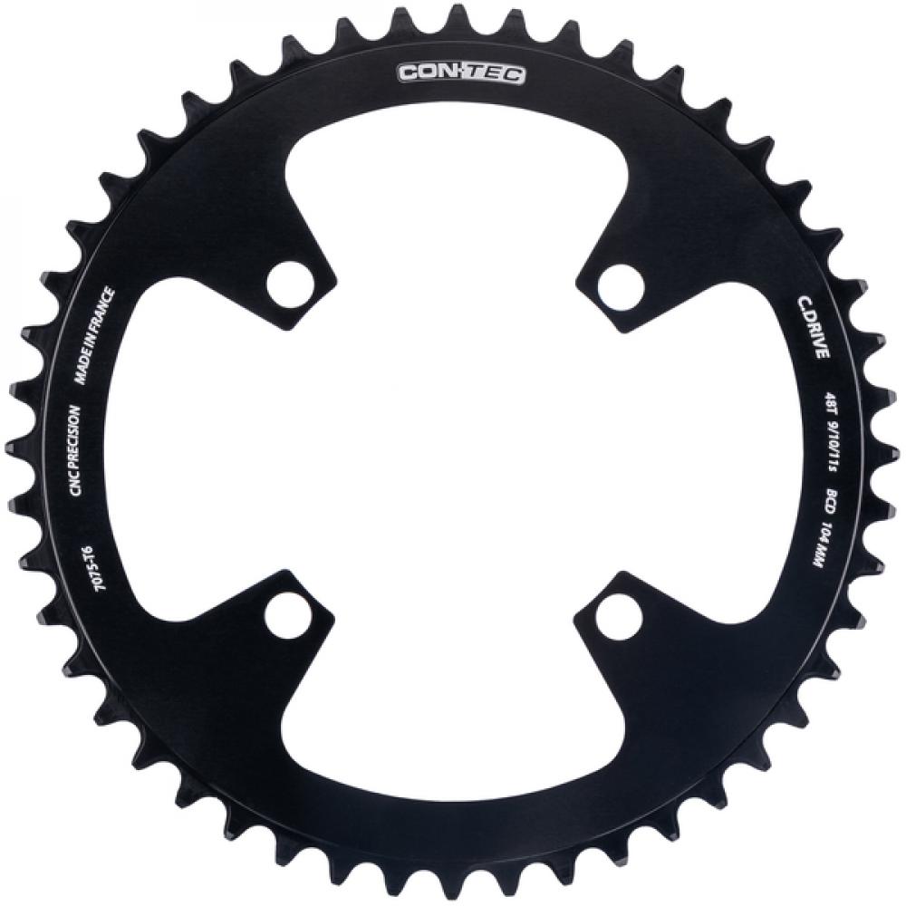 CONTEC Kettenblatt "C.Drive B"n4-Arm, 104mm Lochkreis, 9-/10-/11-fach, 3/32", Narrow-Wide (NW) Zahnprofil, Aluminium 7075, schwarznSB-verpackt, passend für Bosch Antrieb Gen.1, Gen.3 und Gen.4, 48 Zähne