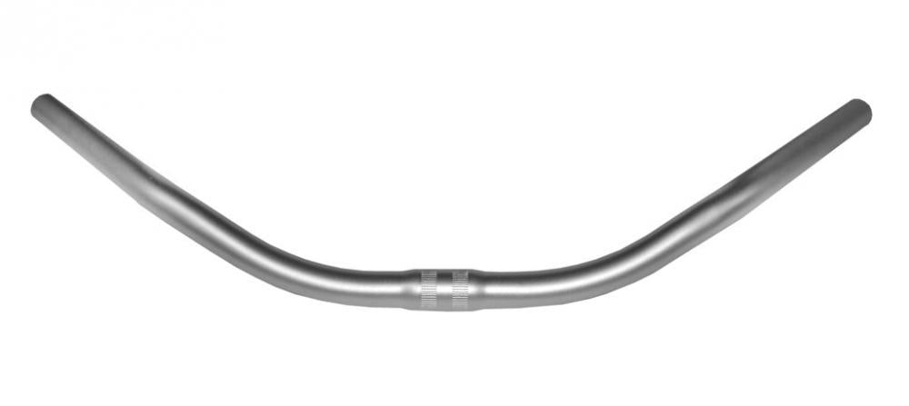 Geschwungener Ergotec Moon Cruiser Fahrradlenker, alu-silber, aus Stahl, 25,4mm, 610mm, 53°.