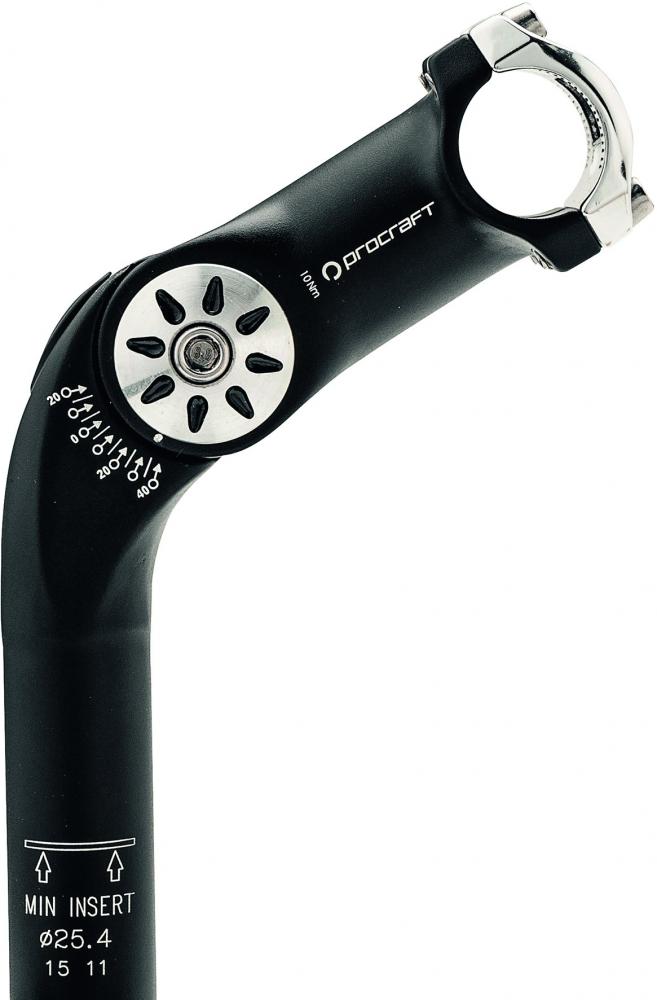 Procraft Vorbau Schaft verstellbar 70°-130° / 115 mm 1 1/8" 25,4 mm Schwarz - Ergonomischer Schaftvorbau