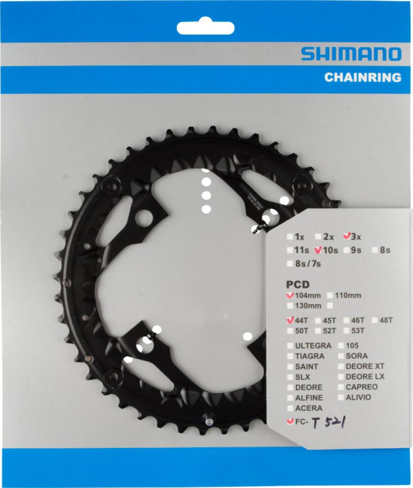 SHIMANO Kettenblatt FC-T521 44 Zähne - langlebiges Trekking-Kettenblatt für präzise Schaltperformance