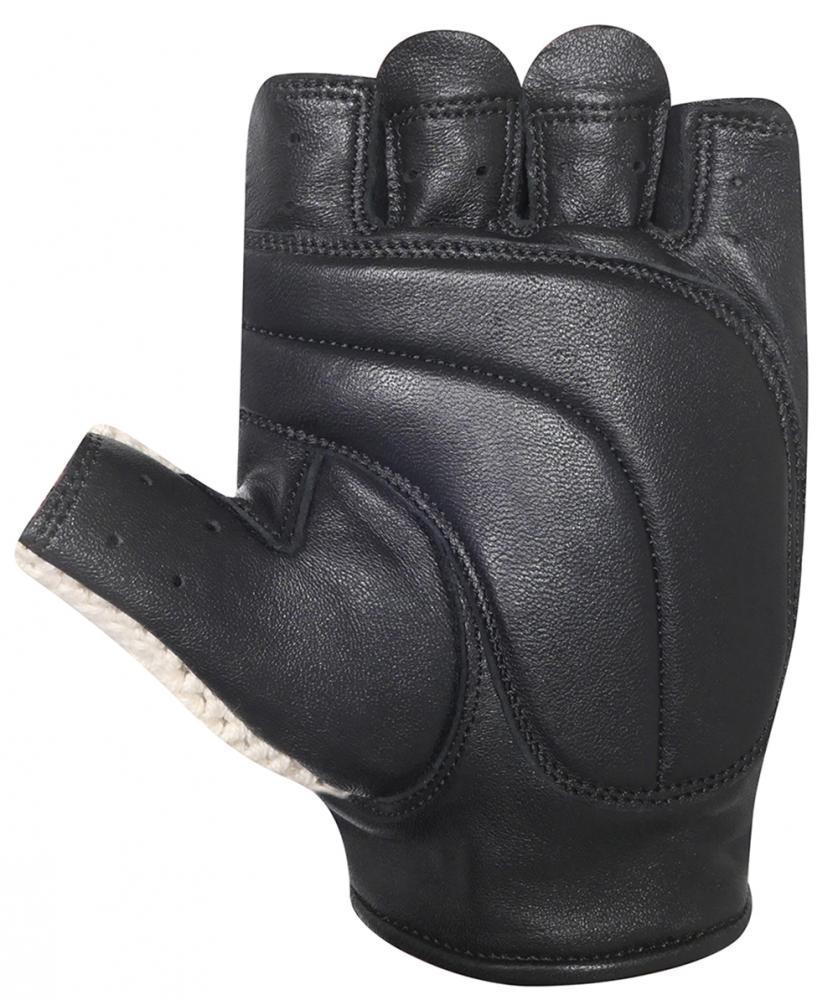 CHIBA Pure Nature - Radhandschuhe S beige/schwarz, Retro, Naturmaterial, gepolstert