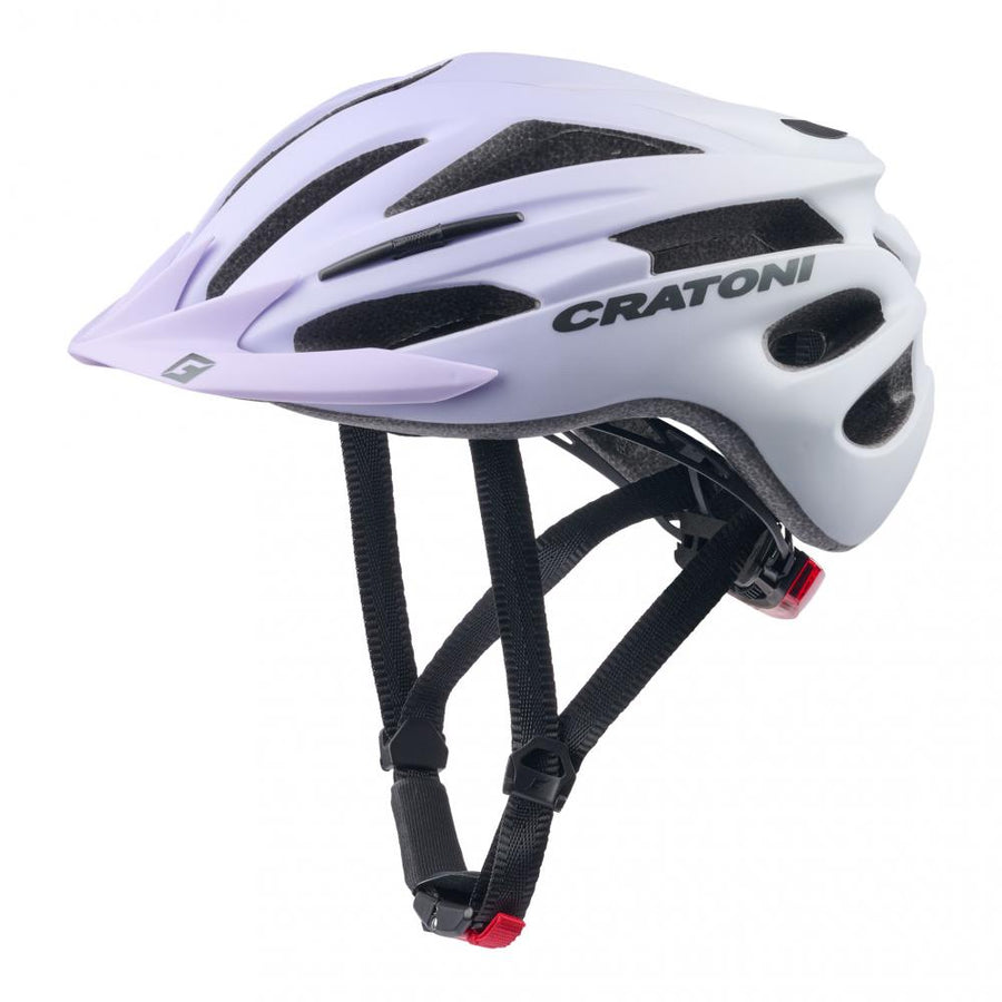 CRATONI Pacer Junior Kinder-Fahrradhelm - S-M 54-58 cm, Lavender White Matt, 250 g, Rücklicht, 20 Ventilationsöffnungen, LFS, CE EN 1078