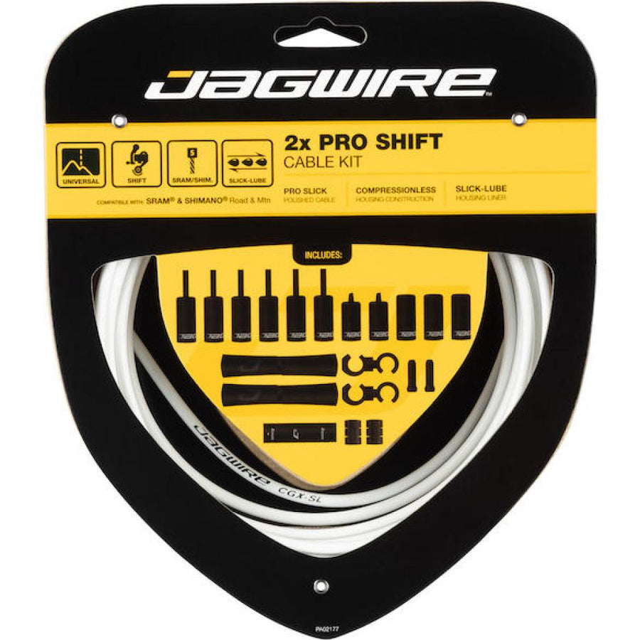 Jagwire Schaltzugset Road & Mountain Pro Universal Weiß - präzise Schaltperformance