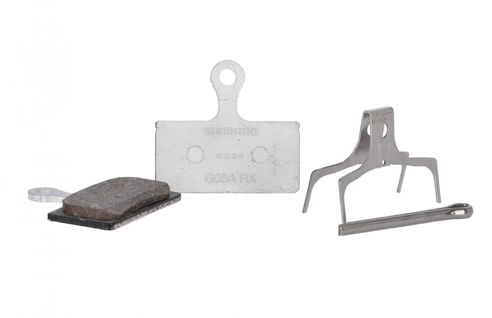 SHIMANO G05A-RX Resin Scheibenbremsbeläge Aluträger Set für leise und kraftvolle Fahrradbremsen.