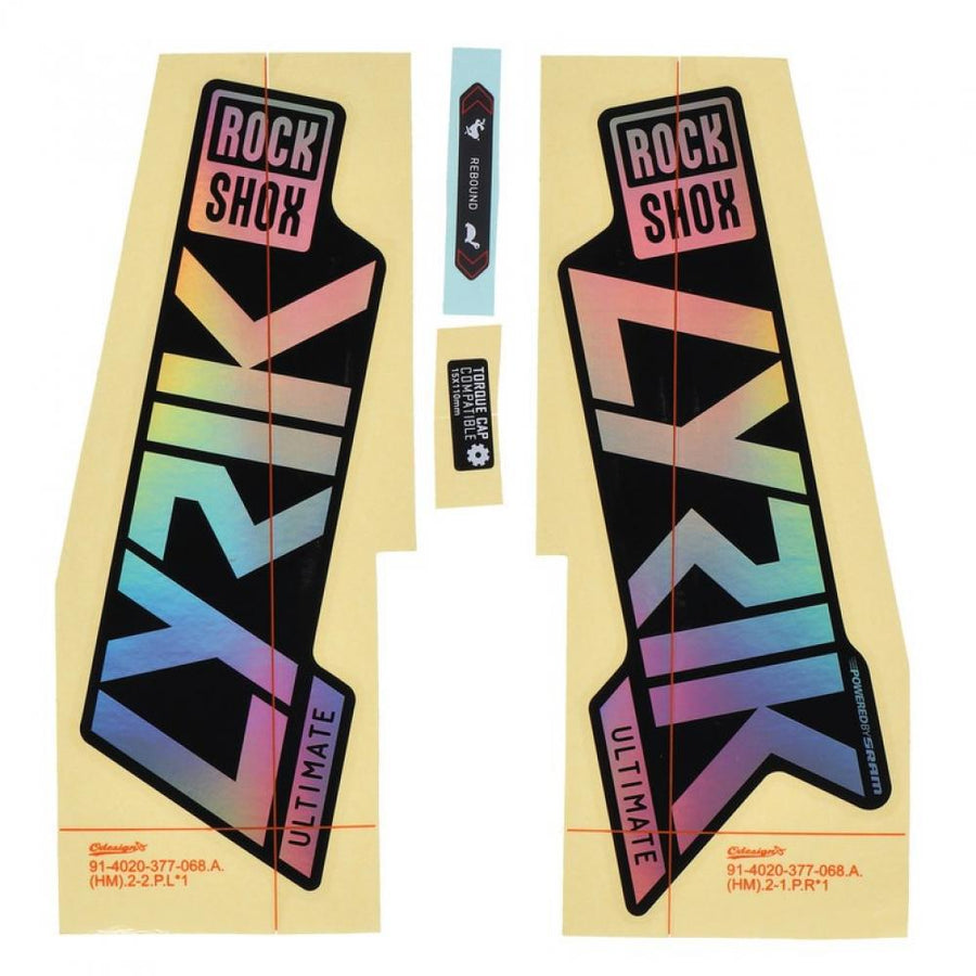 RockShox Lyrik Ultimate Gabel Decal-Kit in glänzender Rainbow-Folie für 27/29 Zoll Federgabeln
