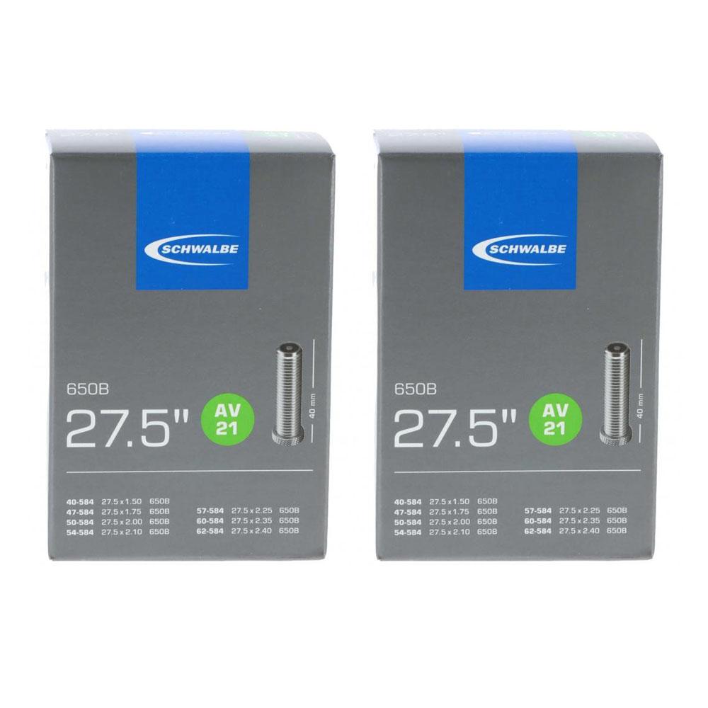 Schwalbe 2x Fahrradschlauch AV21 27.5 Zoll (40/62-584) mit 40mm Ventil