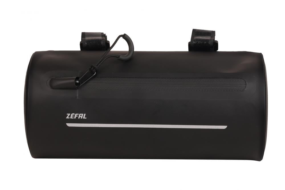 Zefal Z Adventure F2 schwarze Lenkertasche, wasserdicht, mit Reißverschluss und reflektierendem Streifen.