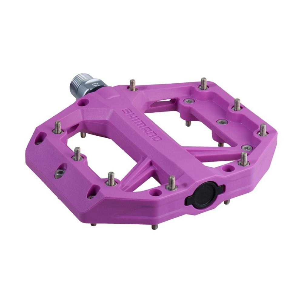 SHIMANO Pedal PD-GR400 Violett Flat Pedal - griffige Plattform für Trail und All-Mountain