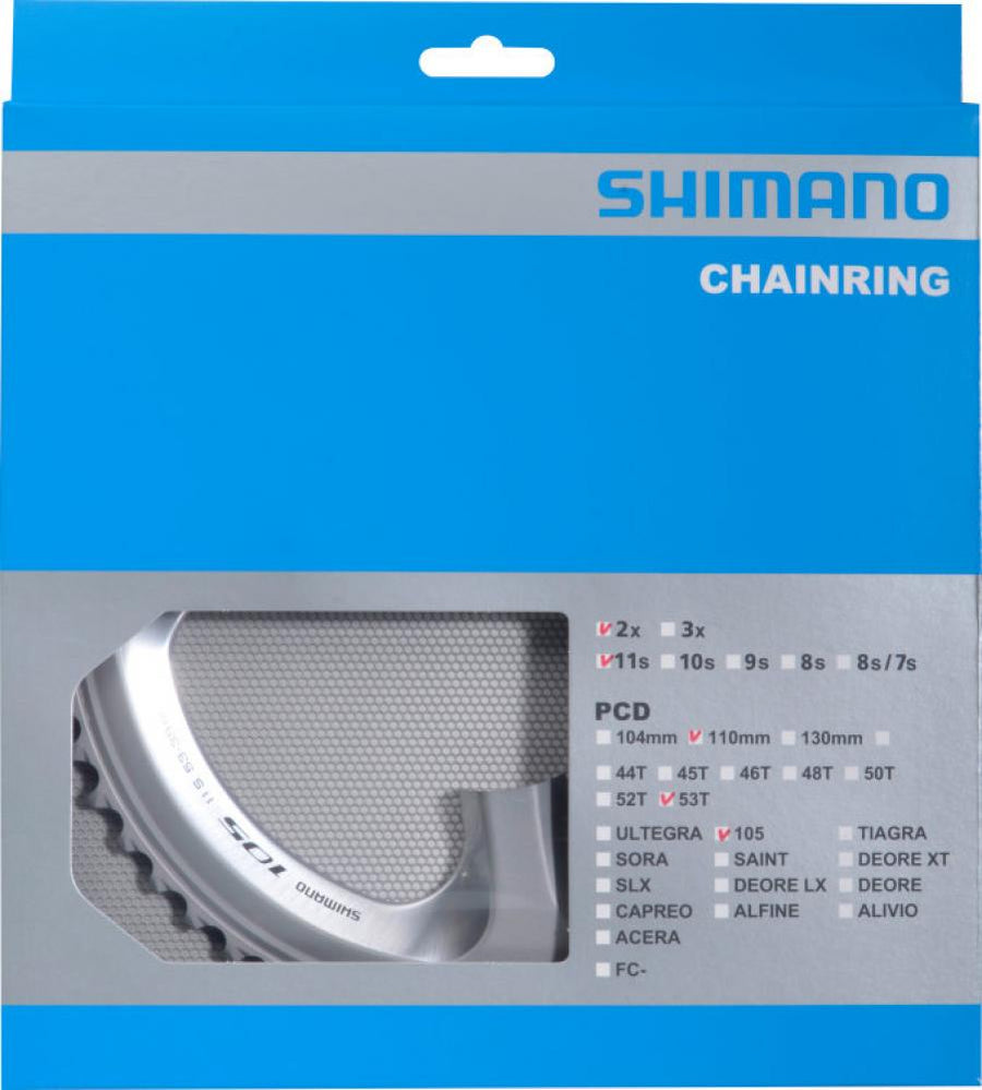 SHIMANO Kettenblatt 105 FC-5800 53 Zähne Silber - Präzise Schaltperformance für Rennräder