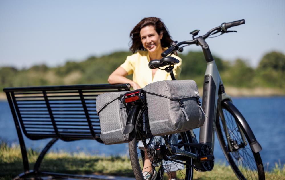 New Looxs Doppelpacktasche Mondi Joy Double Nima 2x18L Grey - stilvolle Fahrrad-Gepäckträgertasche
