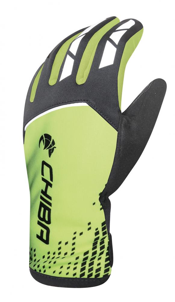 CHIBA 2nd Skin - wasserdichte Softshell-Radhandschuhe neongelb, Touchfinger, Größe M