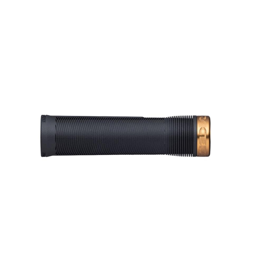 Race Face Chester Lock-On MTB Griff schwarz mit Kashmoney Bronze Ring für sicheren Halt und Komfort.