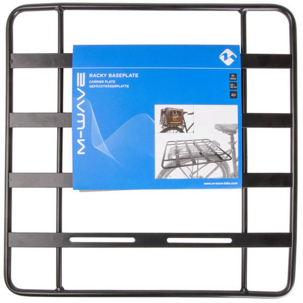 M-WAVE Racky Baseplate Gepäckträgerplatte, stabile schwarze Adapterplatte für Fahrradgepäckträger.