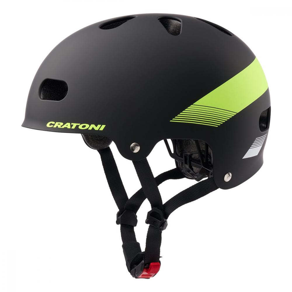 Cratoni C-Mate Jr. Kinder-Fahrradhelm, schwarz-lime matt, Größe S/M (54-58 cm), ABS-Hartschale, 10 Belüftungsöffnungen, erweiterter …