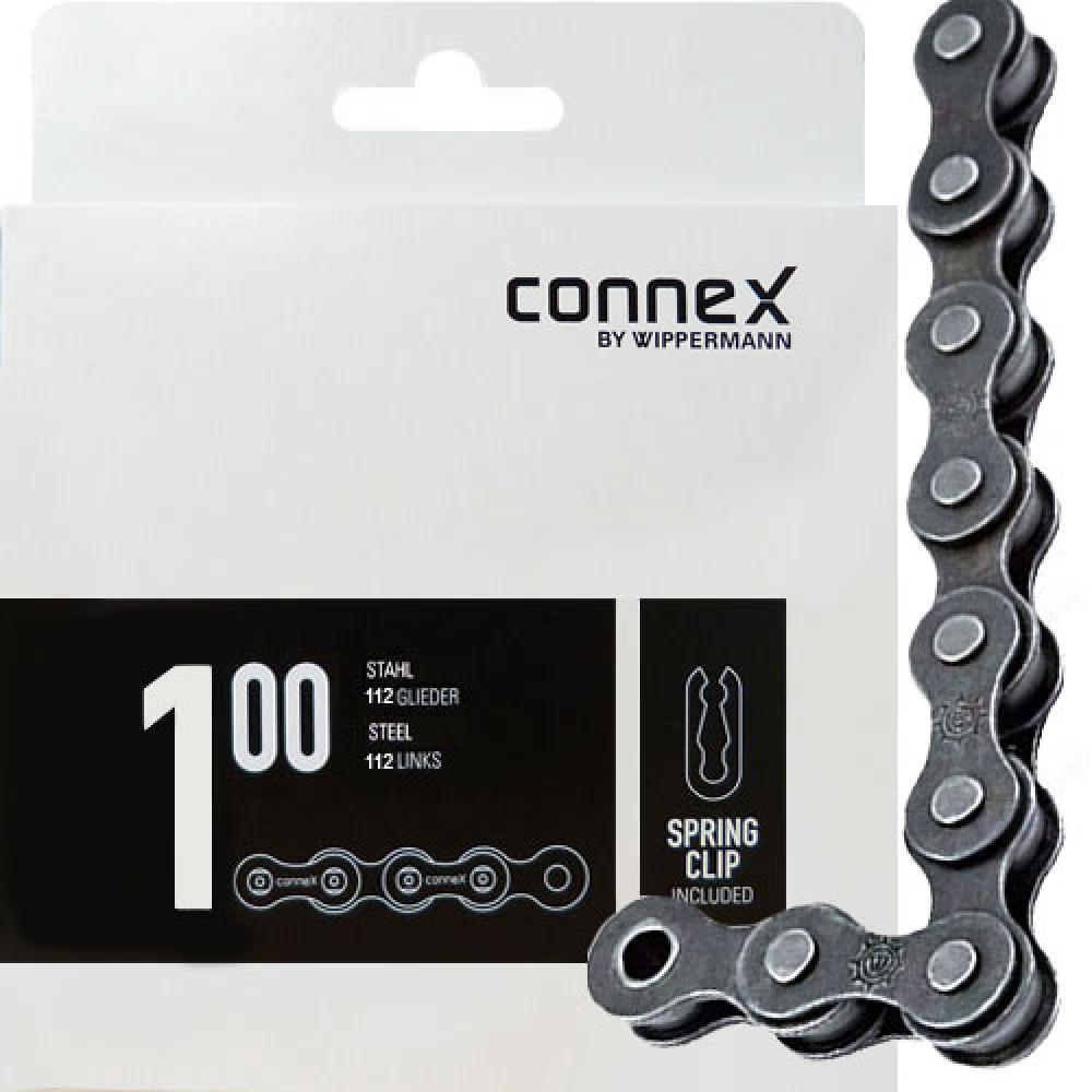 Connex Wippermann Fahrradkette 1s 100 Stahl 112 Glieder 1/2"x1/8" 9,2mm mit Federverschluss.