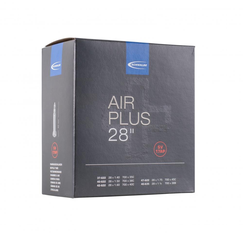 Schwalbe Schlauch SV17AP Air Plus, 28x1.40-1.75 Zoll, ETRTO 37/47-622/635, 40mm Sclaverand-Ventil, hohe Lufthaltigkeit, erhöhter Pannenschutz, ideal für E-Bikes und Lastenräder