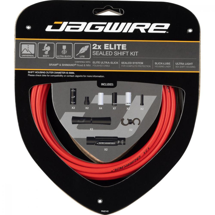 Jagwire Schaltzugset Road & Mountain Elite Sealed 2x - Hochglanz Rot, 190 g