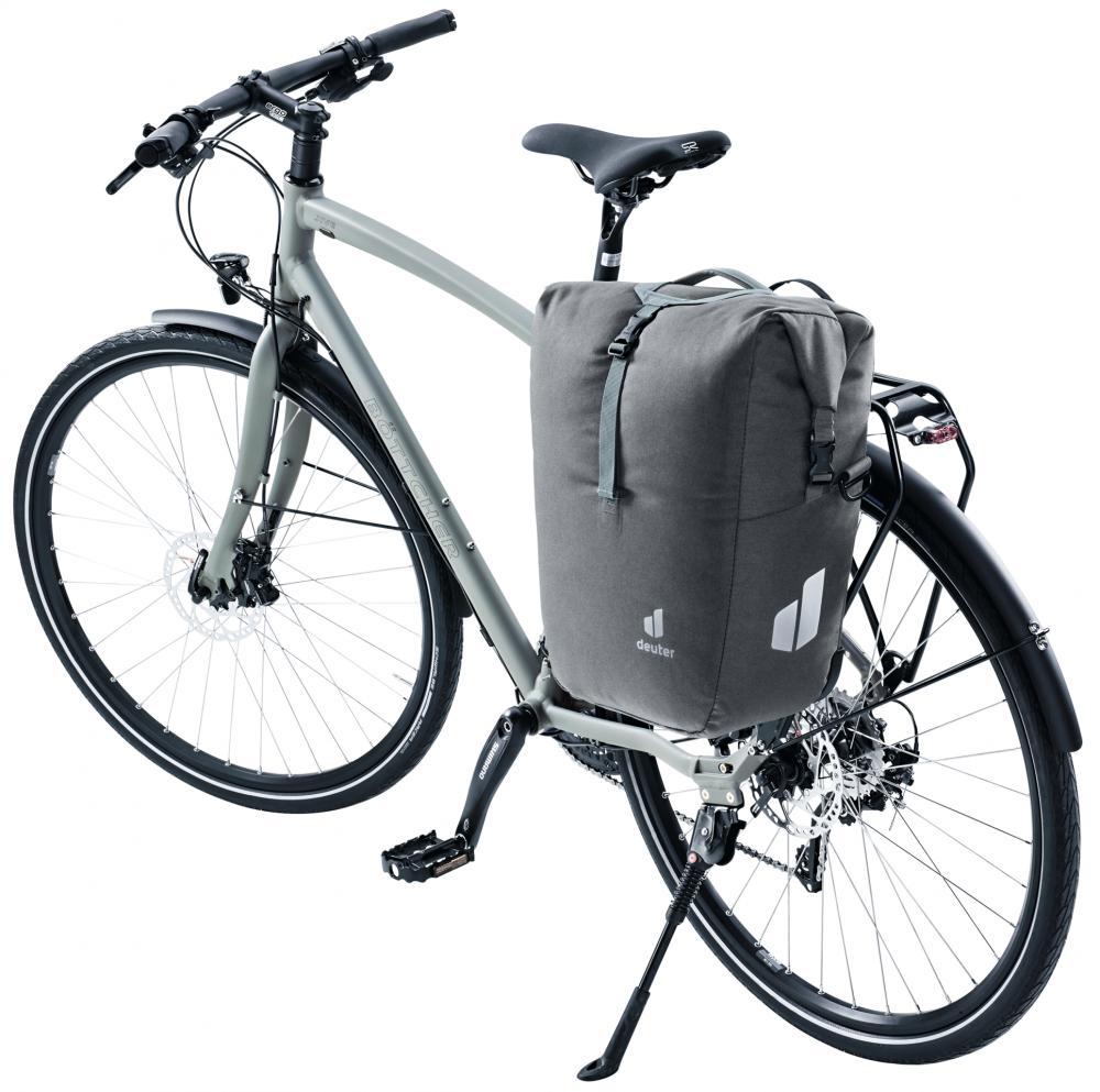 Deuter Valbona 20+5 Fahrradtasche 25 Liter Graphite - wasserdicht mit Roll-Top und Regenhülle