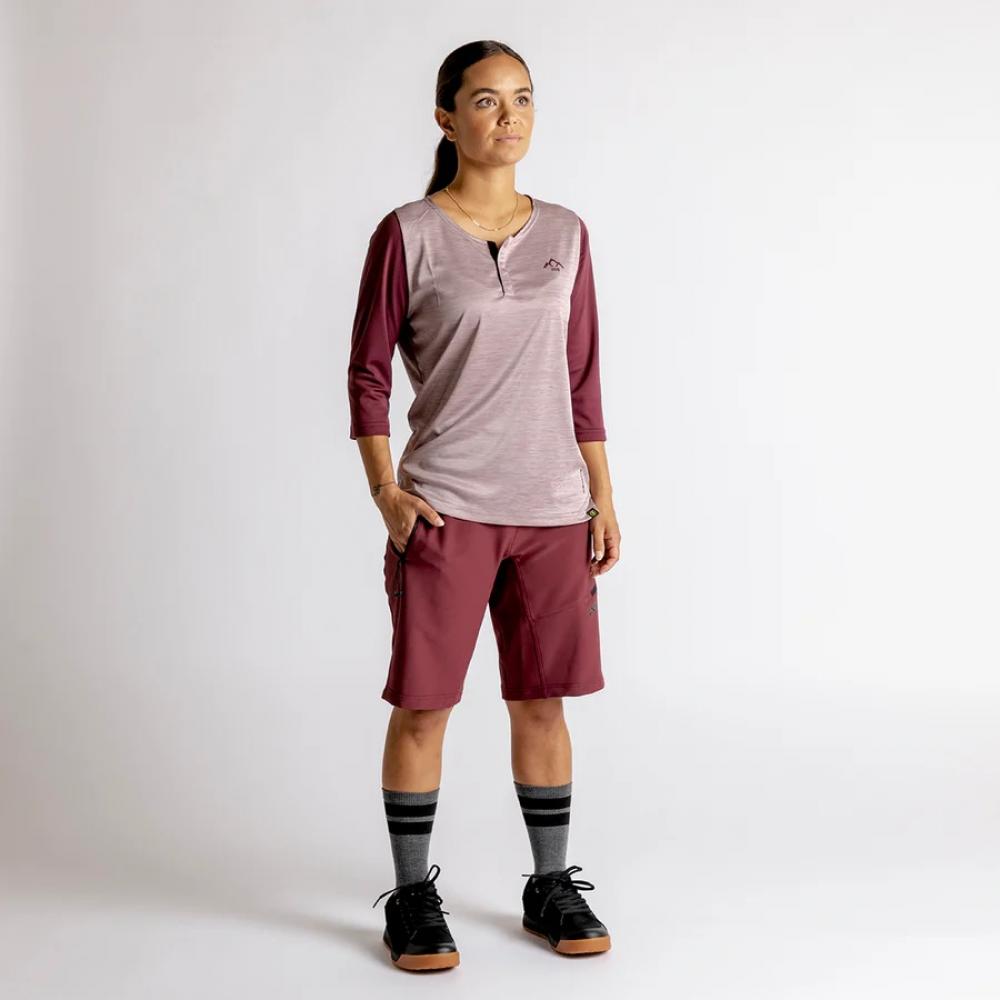 IXS Sports Division iXS Carve X Women Henley 40 Taupe-Raisin - atmungsaktives Bike-Jersey