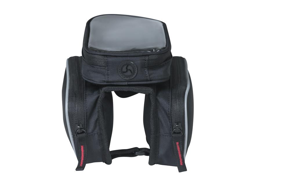 Basil Sport Design Oberrohr-Rahmentasche doppelt - 1,5 Liter, wasserabweisend, Klettbefestigung, Smartphonefach, schwarz