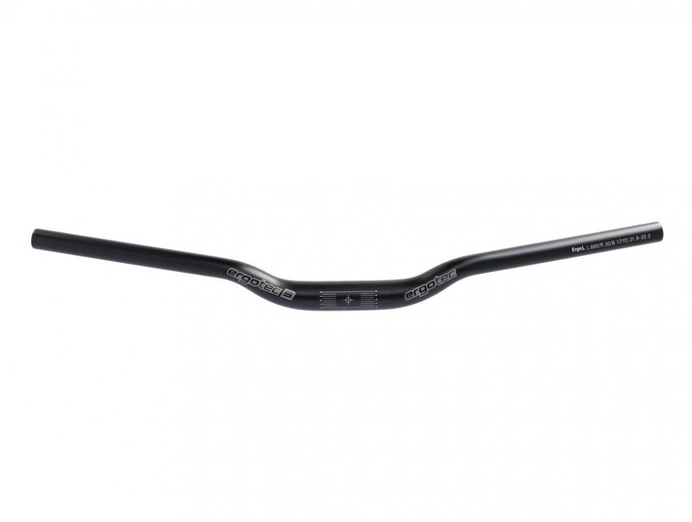 Ergotec H-Bar L MTB-Lenker, Alu 6061 T6, Ø31,8 mm, 660 mm Breite, 30 mm Rise, 12° Backsweep, schwarz matt, Safety Level 5