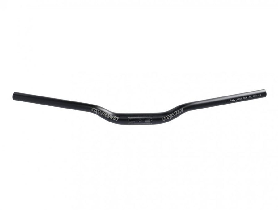 Ergotec H-Bar L MTB-Lenker, Alu, Ø31,8mm, 660mm, 30mm Rise, 12° Backsweep, schwarz matt, Safety Level 5.