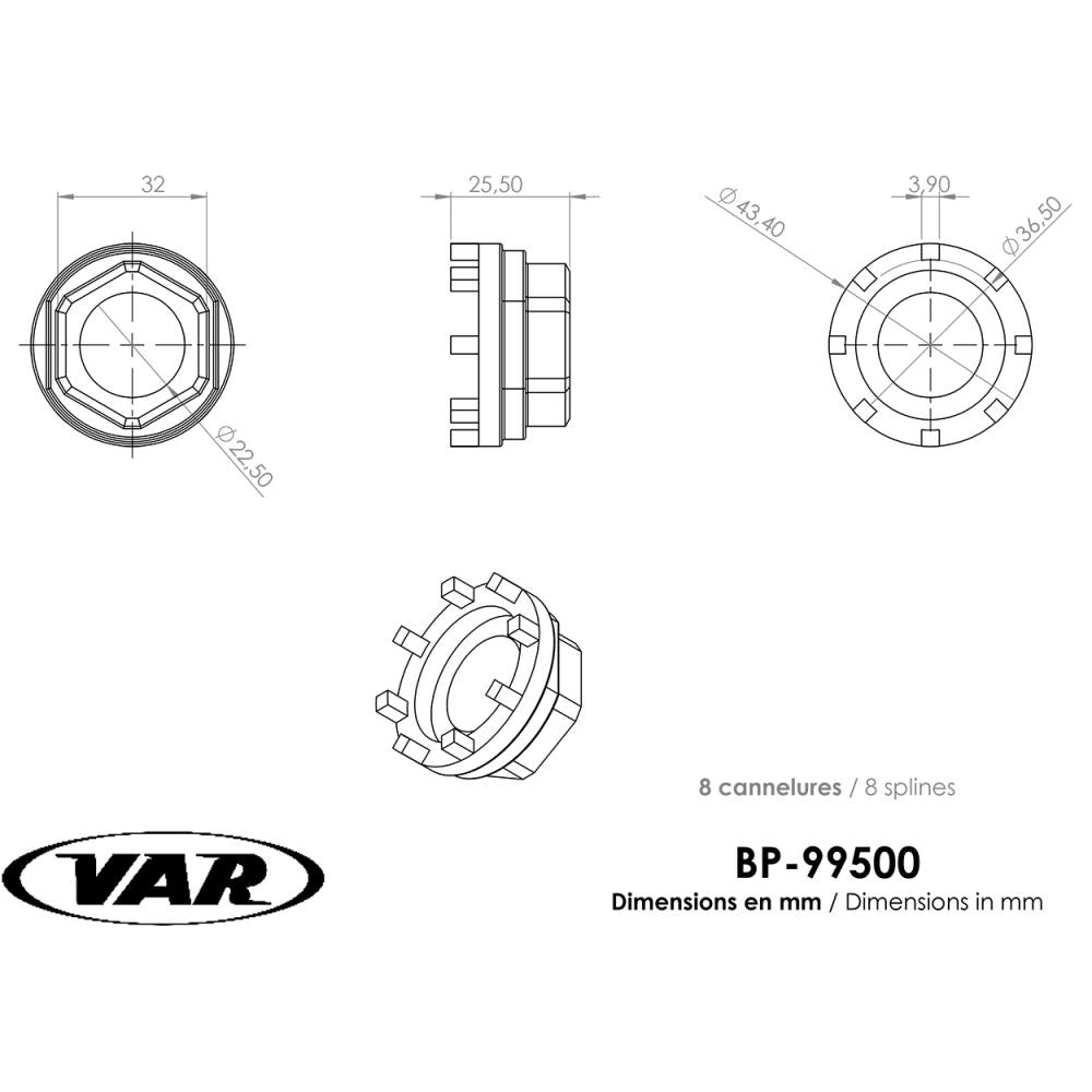 VAR Innenlagerwerkzeug BP-99500 für Shimano XTR, UlteGRA, DURA ACE & ISIS - präzises Profi-Werkzeug