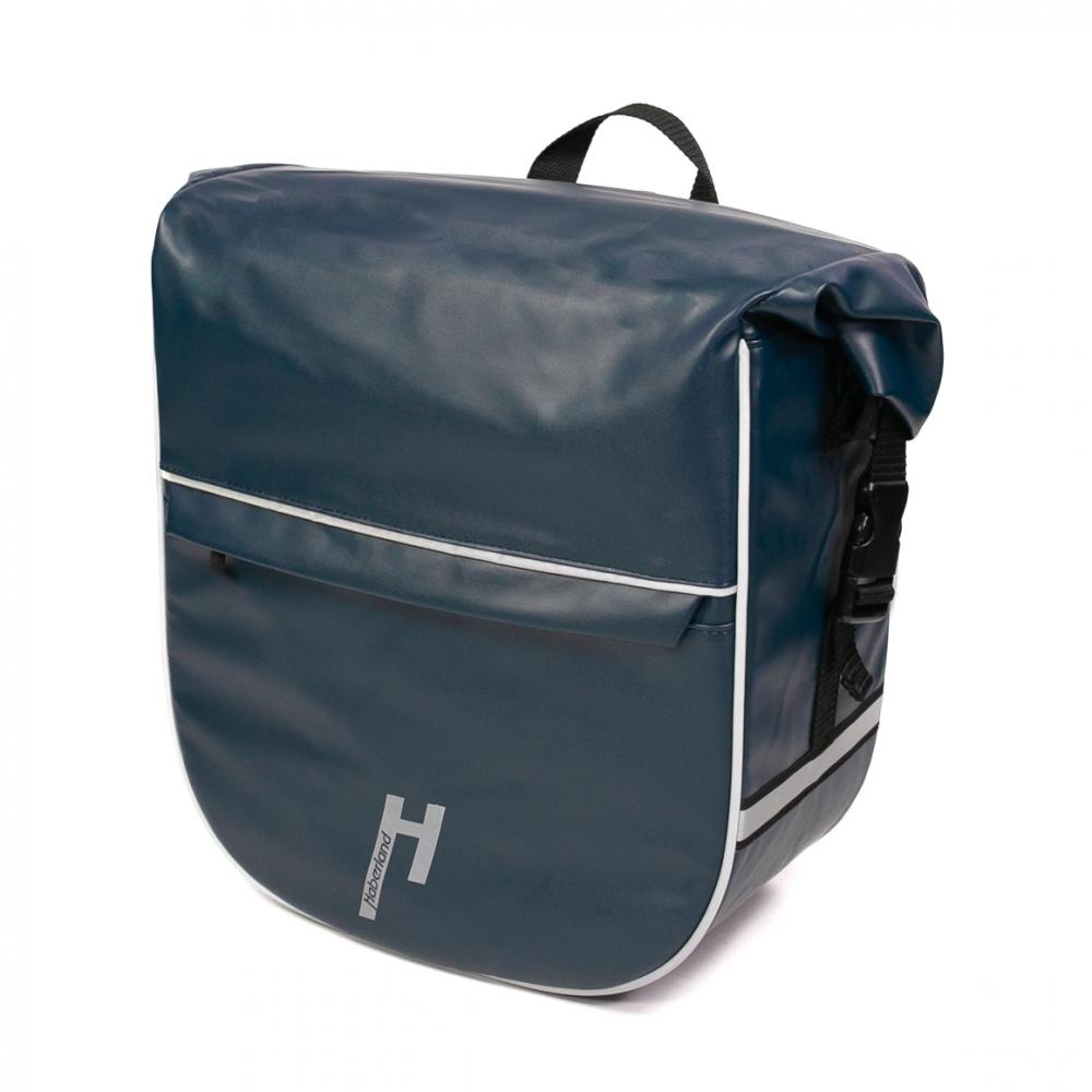 Haberland Einzeltasche eMotion blau/reflex - wassergeschützte Gepäckträgertasche mit Rollverschluss
