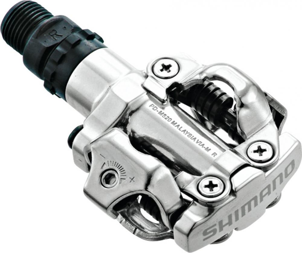 SHIMANO PD-M520 SPD Pedal in Silber für MTB und Trekking.