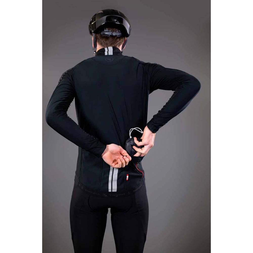 Endura FS260-Pro Adrenaline Race Cape II schwarz Größe L - extrem leichte, wasserdichte und atmungsaktive Regenjacke mit durchgehendem Reißverschluss, transparentem Material, reflektierenden Elementen
