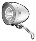 XLC Retro LED Fahrrad-Scheinwerfer, 20 Lux, batteriebetrieben, StVZO, Chrom, wasserbeständig, mit Reflektor & Halterung.