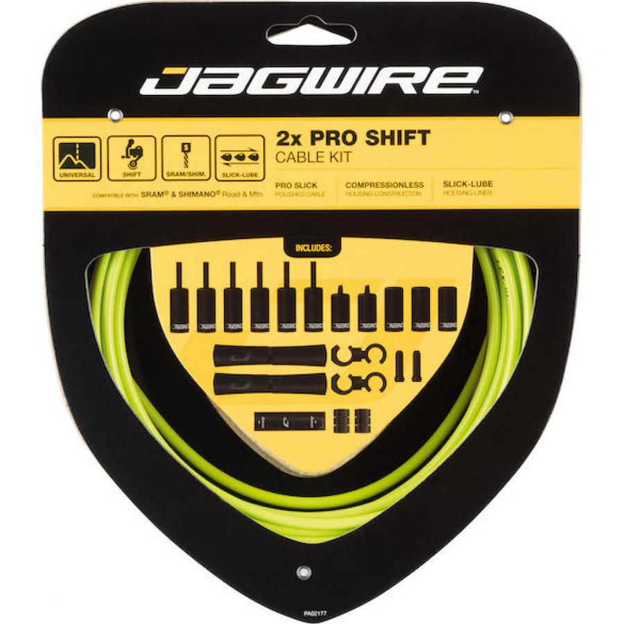 Jagwire Pro 2x Schaltzugset grün für Rennrad & MTB, Komplett-Kit für höchste Schaltpräzision.