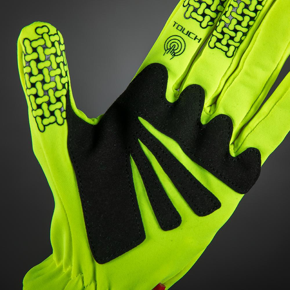 CHIBA Thermofleece - Radhandschuhe neongelb, atmungsaktiv, Touchfinger, Größe M