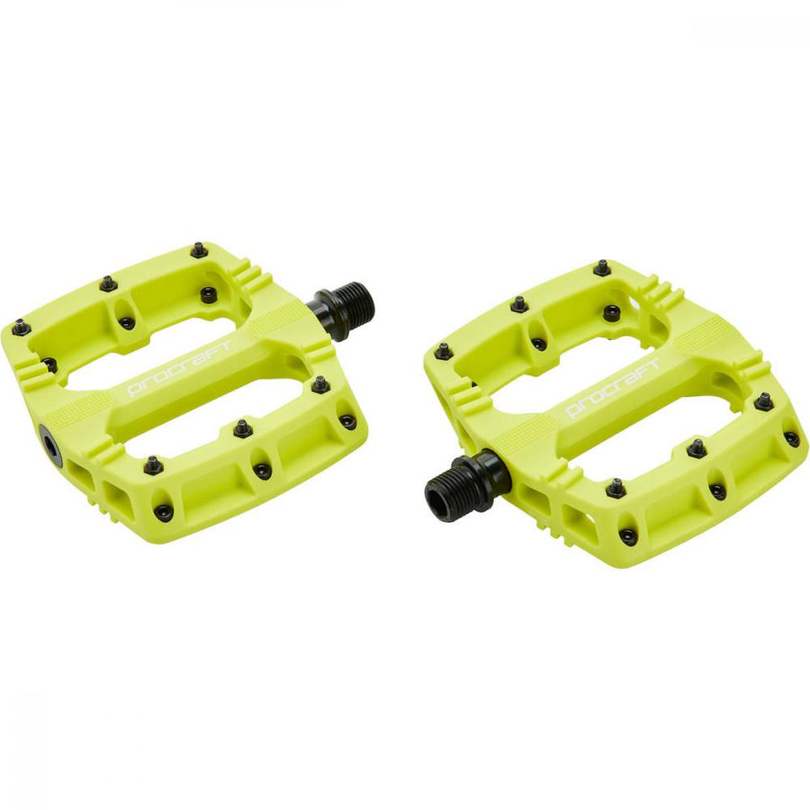 Procraft Pedale Small Grip Essential Kunststoff 102 x 100 mm Lime - kompakte Flatpedals mit Top-Grip