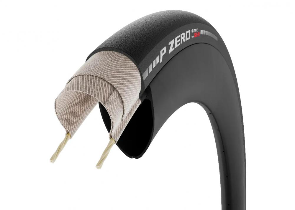 Pirelli P ZERO Race TLR SL-R Rennradreifen Querschnitt mit LiteCORE-Karkasse und SmartEVO2-Gummimischung.