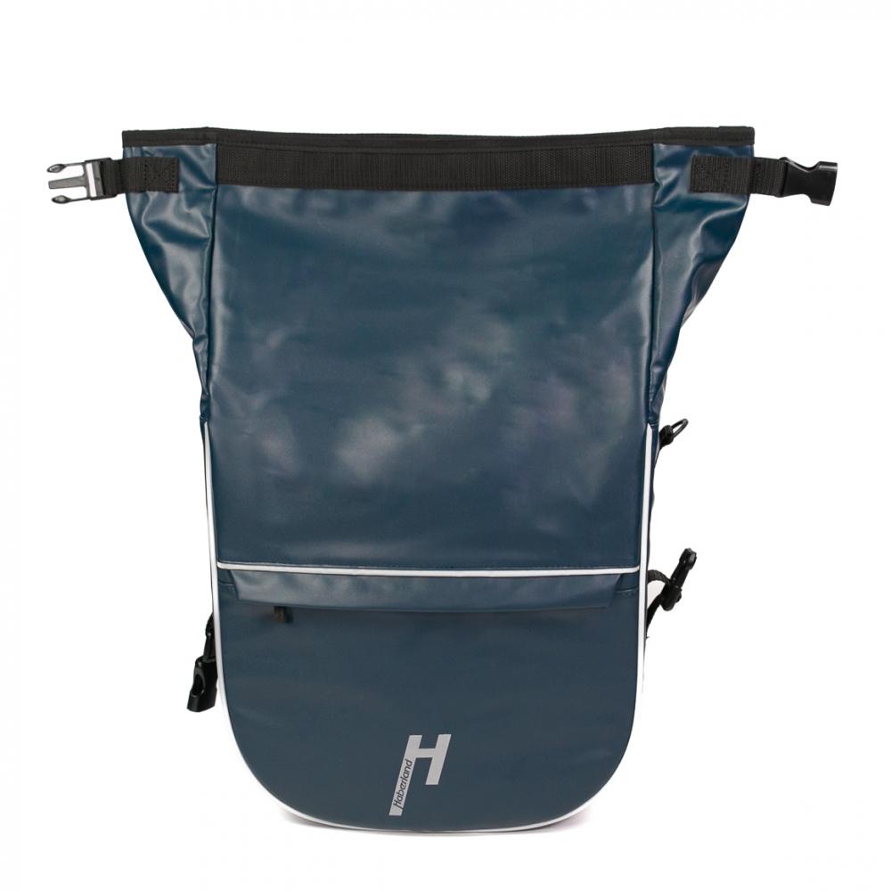 Haberland Einzeltasche eMotion blau/reflex - wassergeschützte Gepäckträgertasche mit Rollverschluss
