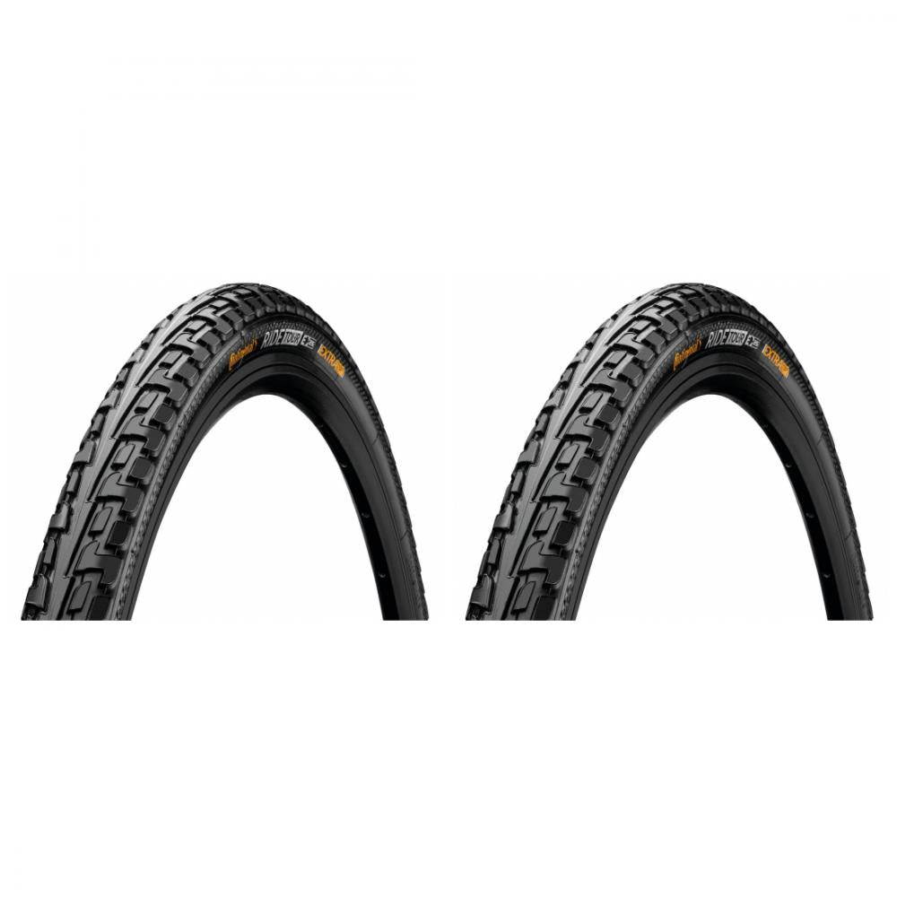 2x Continental RideTour Fahrradreifen 28x1.60 Zoll (42-622), schwarz mit Reflexstreifen, ideal für Stadt- und Parkwege, hohe Laufleistung
