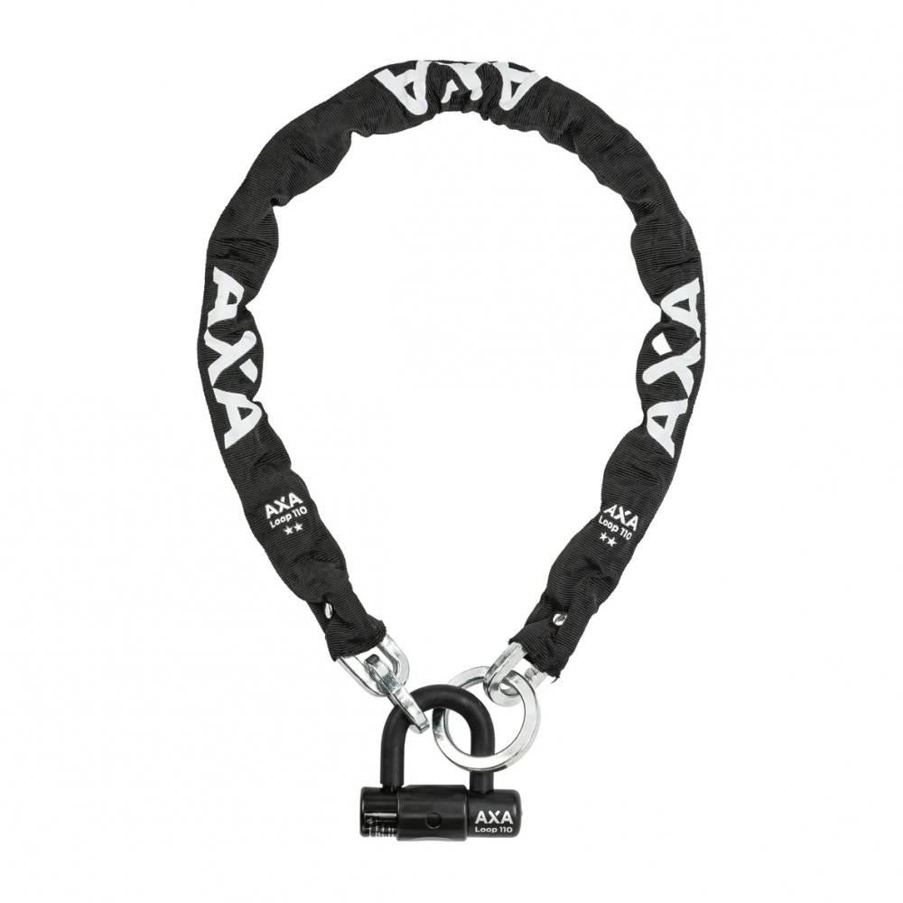 AXA Kettenschloss Loop 110 cm gehärtete Stahlglieder Ø 9,5 mm - Sicherheitsstufe 15 (ART 2-Sterne), inklusive Zylinderabdeckhaube