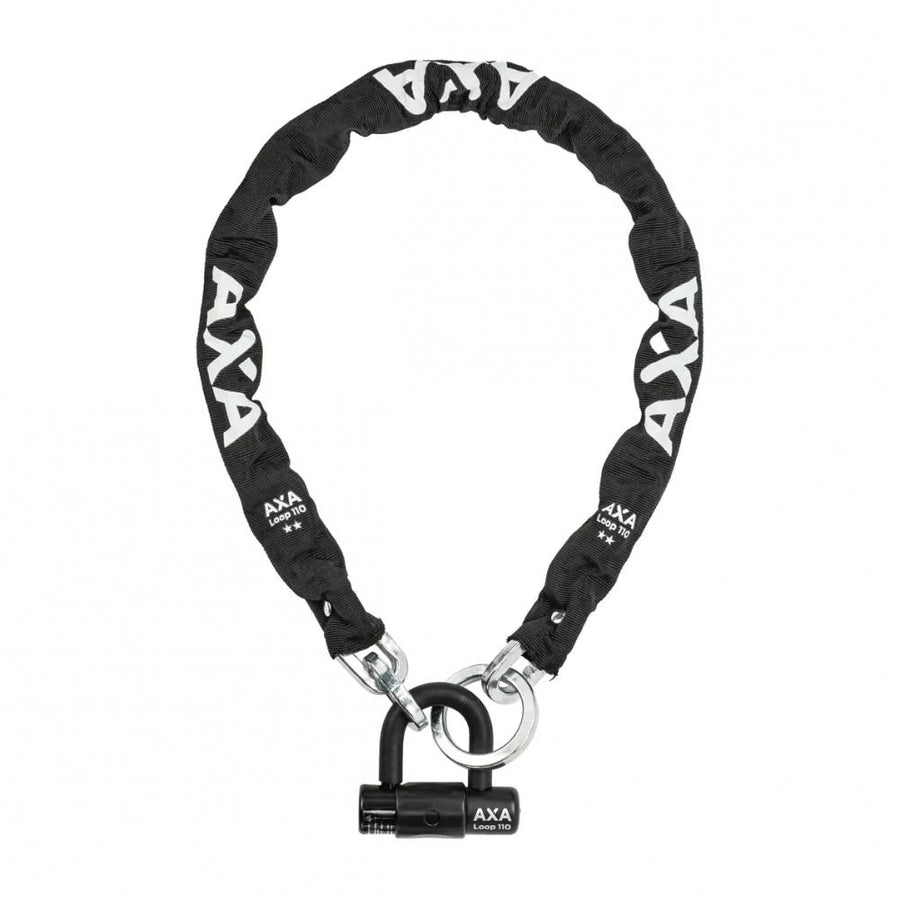 AXA Kettenschloss Loop 110 cm gehärtete Stahlglieder Ø 9,5 mm - Sicherheitsstufe 15 (ART 2-Sterne), inklusive Zylinderabdeckhaube
