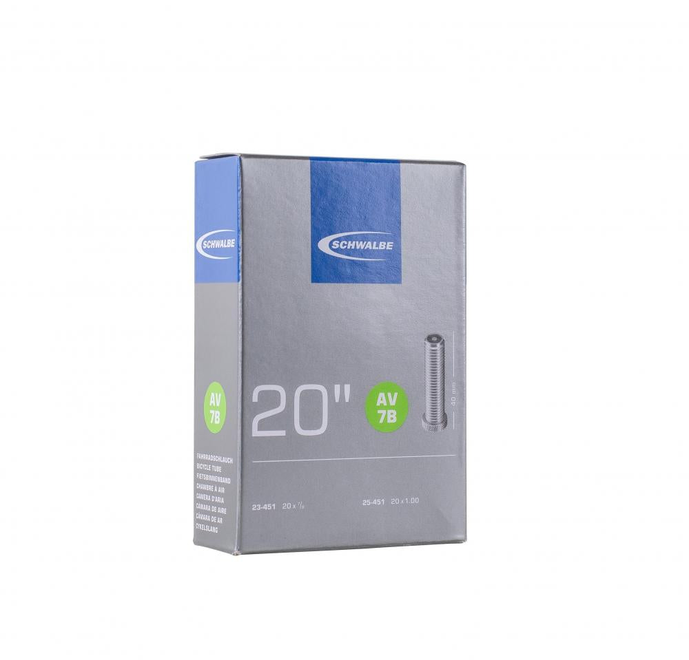 Schwalbe Schlauch AV7B 20 Zoll 23/25-451 AV 40mm Standard-Fahrradschlauch für Rollstuhl- und Fahrradreifen.