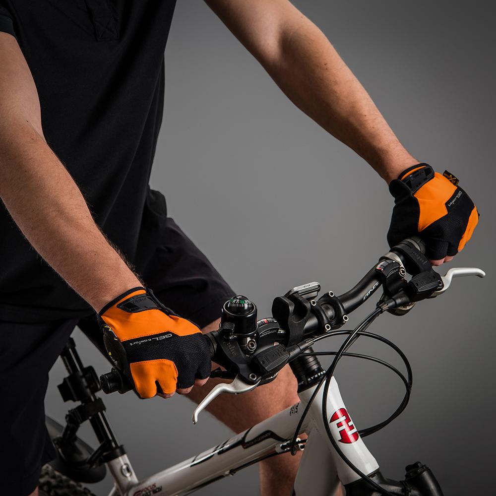 CHIBA Gel Comfort - Fahrradhandschuhe XXL schwarz/orange mit Poron-Gelpolsterung